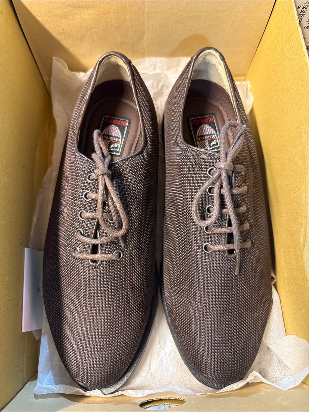 Glow Fly Men's Golf Shoes Brown Textured Derby Shoes